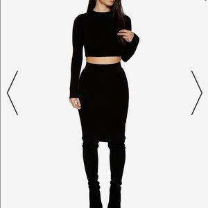 NEW Naked Wardrobe Black Crop and Skirt Set